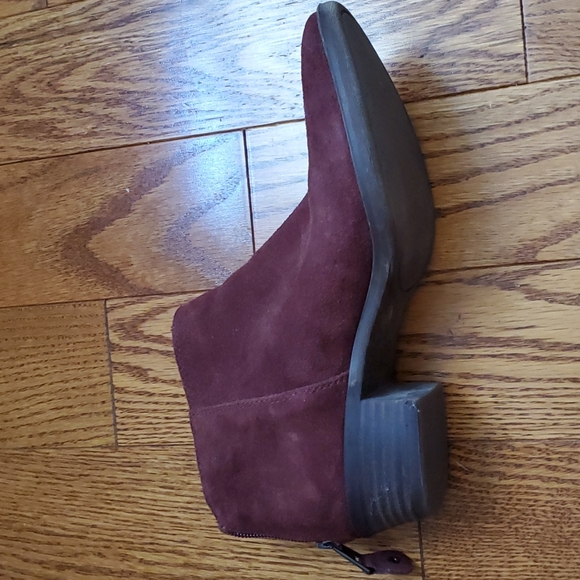 Lucky Brand Bremma Leather Maroon Suede Booties - Picture 7 of 8